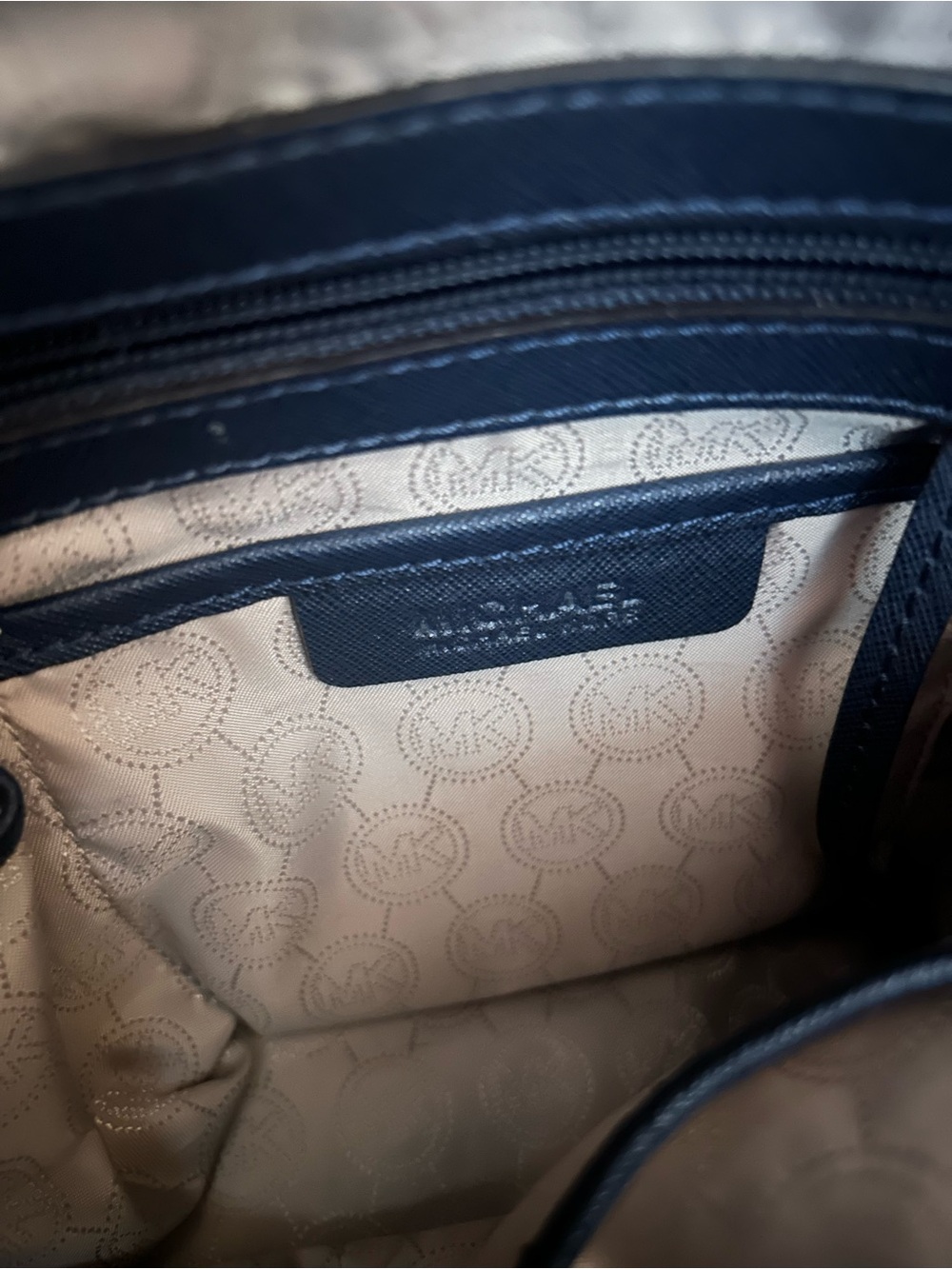 Michael Kors Navy Saffiano Tote with Gold Hardware - Picture 4 of 4